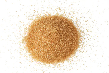 Brązowy cukier trzcinowy na białym tle