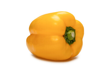 Yellow bell pepper isolated on white background.