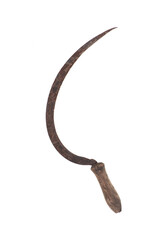 rusty sickle isolated on white background