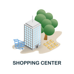 Naklejka premium Shopping Center icon. 3d illustration from black friday collection. Creative Shopping Center 3d icon for web design, templates, infographics and more