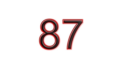 red 87 number 3d effect white background