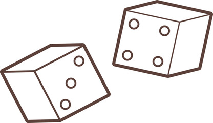 Pair of dice to gamble. Vector linear illustration.