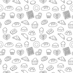 Baking seamless pattern vector illustration, hand drawing doodles