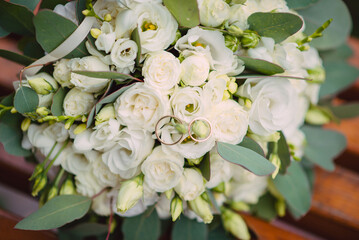 Wedding bouquet made of white roses