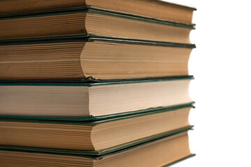 Old books isolated on white background.