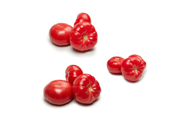 Red fresh tomato isolated on white background.