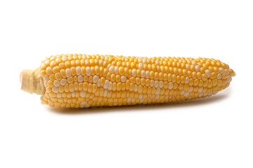 Yellow corn isolated on white background. Copyspace.