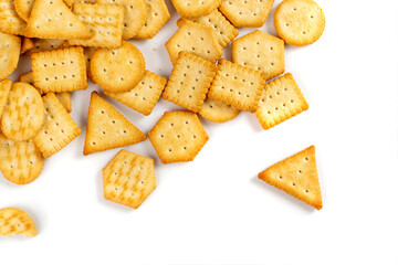 Crackers Pile, Crackers of Different Geometric Shapes, Cookies Isolated