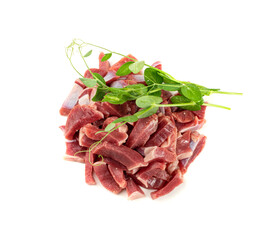 Poultry Offal Slices Isolated, Raw Chicken Stomach, Poultry Giblets, Fresh Turkey Stomach, Chicken Gizzard