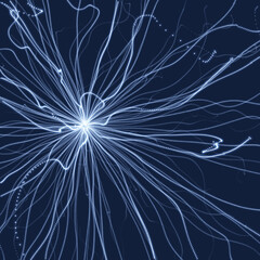 Naklejka premium Abstract science or technology background. Array with dynamic particles. Vector illustration.