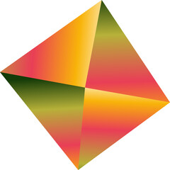 Abstract retro 3D crystal geometric shape illustration