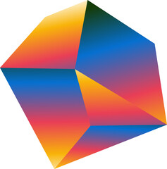 Fototapeta premium Abstract retro 3D crystal geometric shape illustration