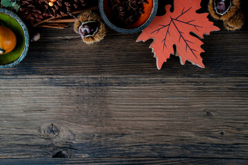 Halloween background  concept. Cookies and decorations prepared for Halloween.