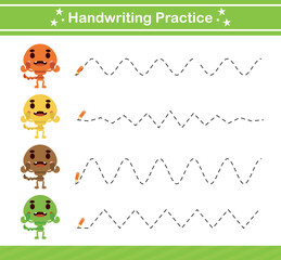 handwriting practice game.Education game for kindergarten and preschool .Educational page for kids