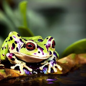 Purple Frog In Water