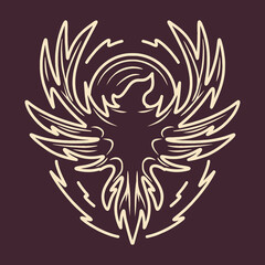 phoenix bird animal illustration Monoline Vector Logo, flying falcon vintage badge, creative emblem Design For Tshirt