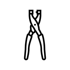 eyelet pliers line icon vector. eyelet pliers sign. isolated contour symbol black illustration