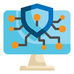 computer security protection flat icon