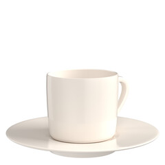 3d rendering illustration of an empty coffee cup with saucer