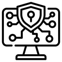 computer security protection simple line icon