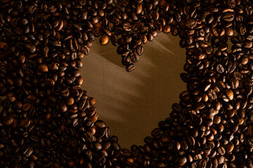 coffee beans heart shape isolated