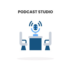 Studio Podcast flat icon. Vector illustration on white background.
