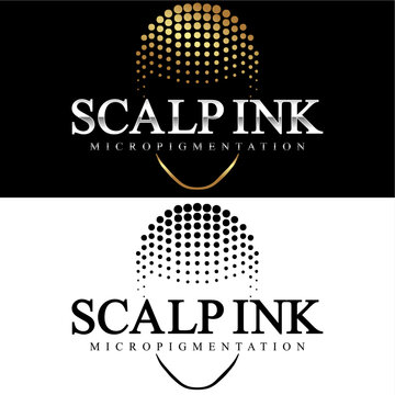 Scalp Micropigmentation Vector Point Head Icon Logo Dots