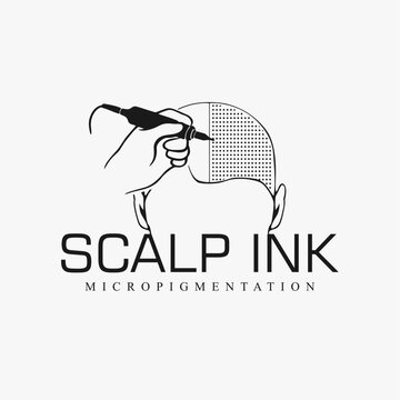 Scalp Micropigmentation Vector Point Head Icon Logo Dots