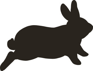 横を向いているシルエットのウサギのイラスト