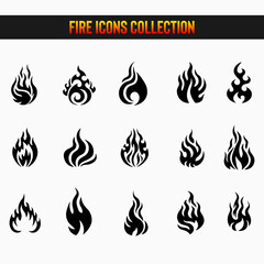 Fire flames, set vector icons