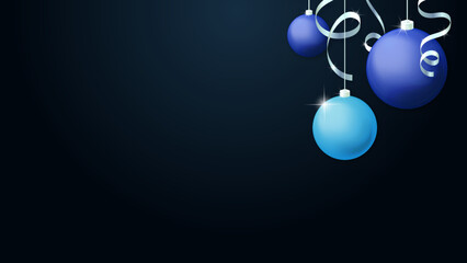 Christmas background. Christmas blue and cyan balls and silver serpentine. Vector illustration. Part 3.