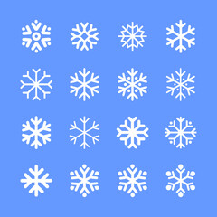 Fototapeta na wymiar Snowflakes linear icon set. Winter