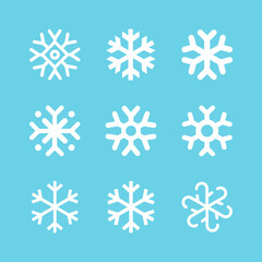 Snowflakes linear icon set. Winter