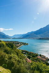Fototapeta na wymiar View over northern Lake Como to Valtellina valley