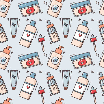 seamless pattern with skin cream tubes