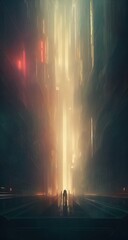 Cyberpunk metropolis, cinematic. Cover, illustration.