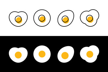 Set, collection of flat style and outlined eggs icons.
