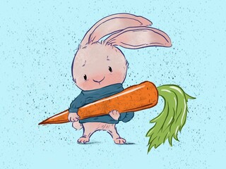Cute little habe with carrots.