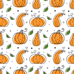 Pumpkin. Cute pattern with pumpkins. Seamless pattern. Can be used for web page background fill, surface texture