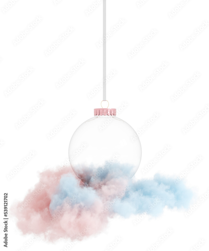 Aufkleber empty christmas ball with smoke clouds. 3d element with transparent background.