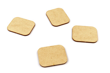 Workflow flowchart of business management concept, flow chart, diagram action plan processing with wooden plates on white background.