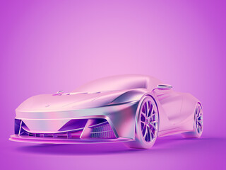 Obraz na płótnie Canvas 3d rendered illustration of a generic chrome race car