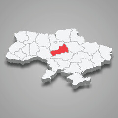 Cherkasy Oblast. Region location within Ukraine 3d map