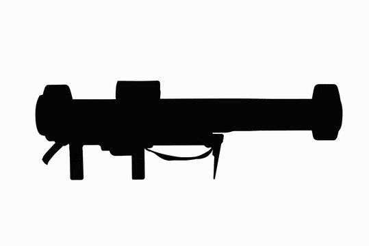 Black silhouette disposable anti-tank rocket launcher. isolated on white background