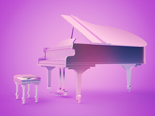 3d rendered illustration of a chrome piano
