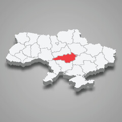 Kirovohrad Oblast. Region location within Ukraine 3d map
