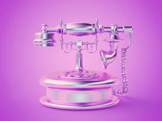 3d rendered illustration of a chrome telephone