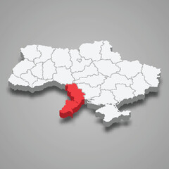 Odesa Oblast. Region location within Ukraine 3d map