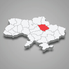 Poltava Oblast. Region location within Ukraine 3d map