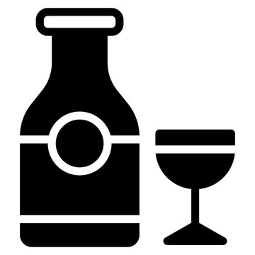 Wine Glass Drink Alcohol Bottle Solid Glyph Icon